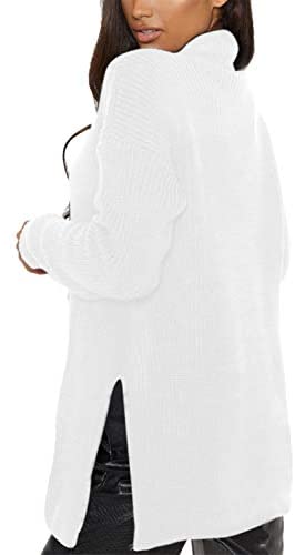 Sovoyontee Women's Long Sleeve Mock Neck Side Split Chunky Oversized Knit Pullover Sweater - Image 3