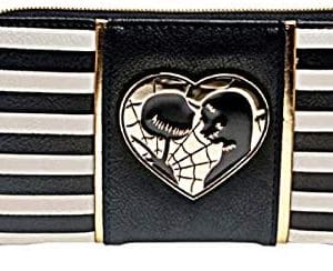 Nightmare Before Christmas Jack & Sally Metal Badge Zip Around Hand Purse Clutch Wallet