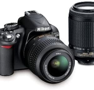 Nikon D3100 DSLR Camera with 18-55mm VR, 55-200mm Zoom Lenses (Black) (Discontinued by Manufacturer)