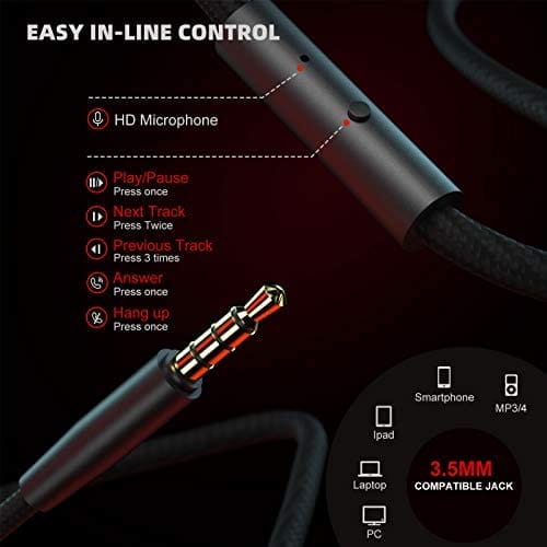 PeohZarr Headphones with Microphone, Over Ear Headphones with Sound Sharing Function, 3.5mm Tangle-Free Foldable & Portable Wired Headphones for Home Office Travel MP3 Kindle Phone Laptop - Image 4