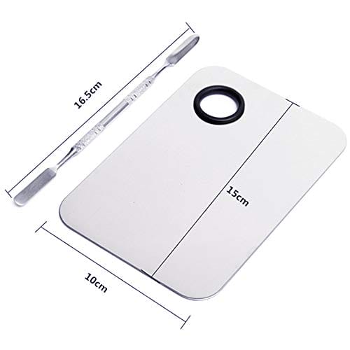 Stainless Steel Cosmetic Makeup Palette, Professional Cosmetic Mixing Makeup Palette Spatula Makeup Artist Tool, Beauty Salon Color Cream Mixing Palette With A Spatula Makeup Nail Art Palette - Image 4