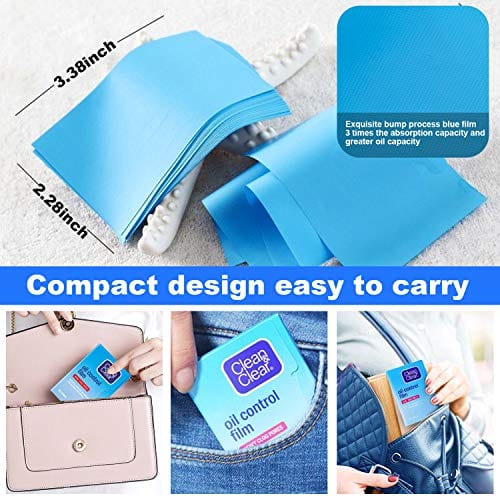 Oil Control Film Replacment for Clean & Clear Oil-absorbing Sheets,5 Pack (300 sheets) Oil Blotting Sheets for Face,9% Larger,Makeup Friendly High-performance Handy Face Blotting Paper for Oily Skin - Image 4