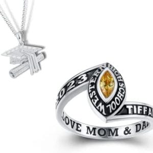 PJM Customized Sterling Silver or 10kt Ladies High School and College Class Ring – Fashion Collection – Fully Personalized - Mementos Jewelry