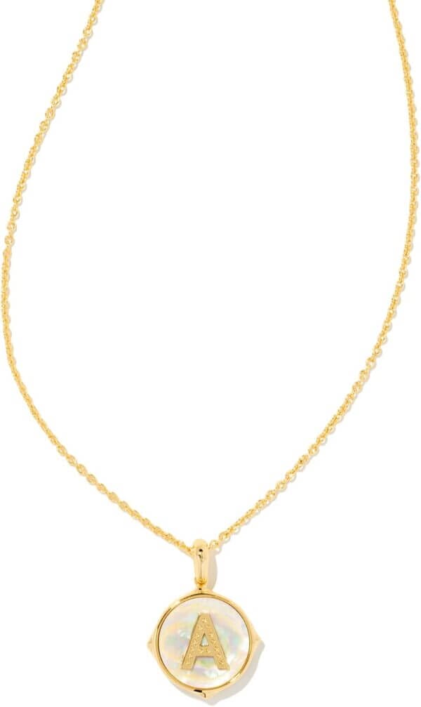 Kendra Scott 14k Gold-Plated Brass Letter A-Z Disc Reversible Pendant Necklace, Fashion Jewelry for Women