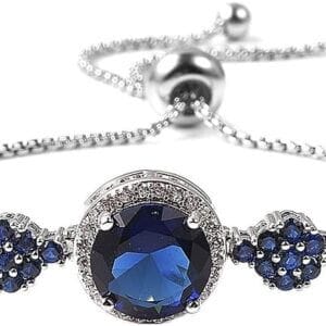 Shop LC Blue White Cubic Zirconia Bracelets for Women CZ Bolo Bracelets for Women Adjustable Tennis Bracelets for Women Fashion Jewelry Christmas Gifts for Women