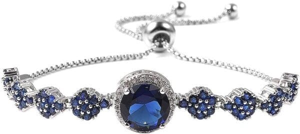 Shop LC Blue White Cubic Zirconia Bracelets for Women CZ Bolo Bracelets for Women Adjustable Tennis Bracelets for Women Fashion Jewelry Christmas Gifts for Women