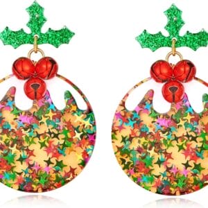 MUYAN Christmas Earrings for Women Holiday Earrings Jingle Bell Bow Tree Snowflake Stars Earrings Drop Dangle Earring Party Jewelry Festival Decoration