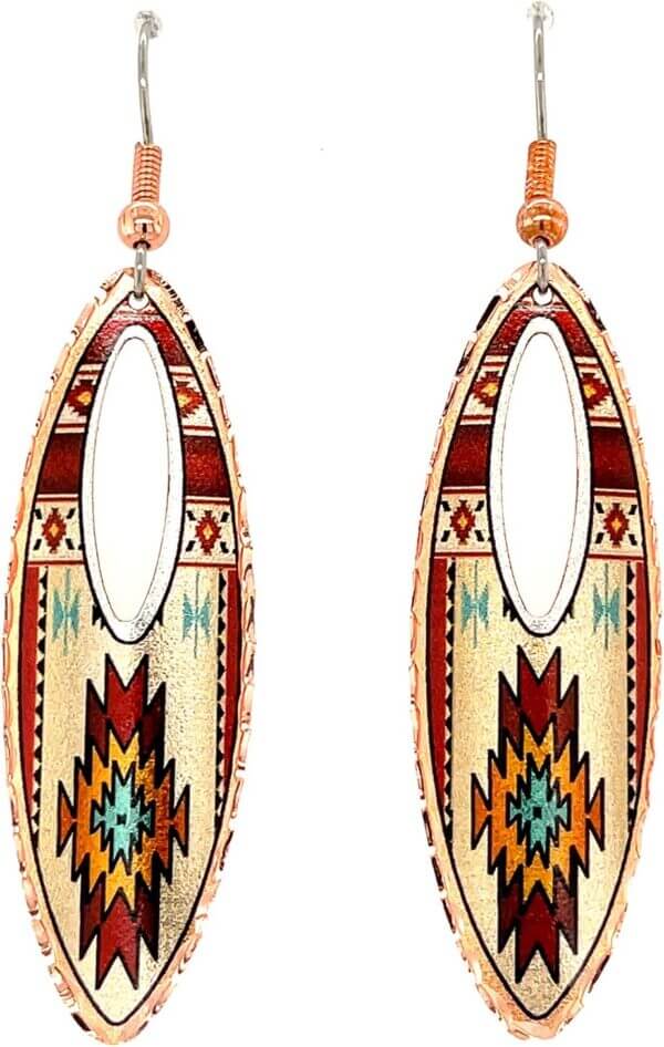 FRONT LINE JEWELRY Native American Earrings Women Featuring Elliptical Cut-out, Elongated Teardrop Earrings Designs: Turtle/Dragonfly/Butterfly/Bear/Hummingbird/Maple Leaves/WestCoast Haida Earrings