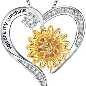 Mom Daughter Sister Nana Necklace S925 Sterling Silver Sunflower You are My Sunshine Love Heart Infinity Pendant Necklaces Bracelet Jewelry Suit Birthday Gifts for Women