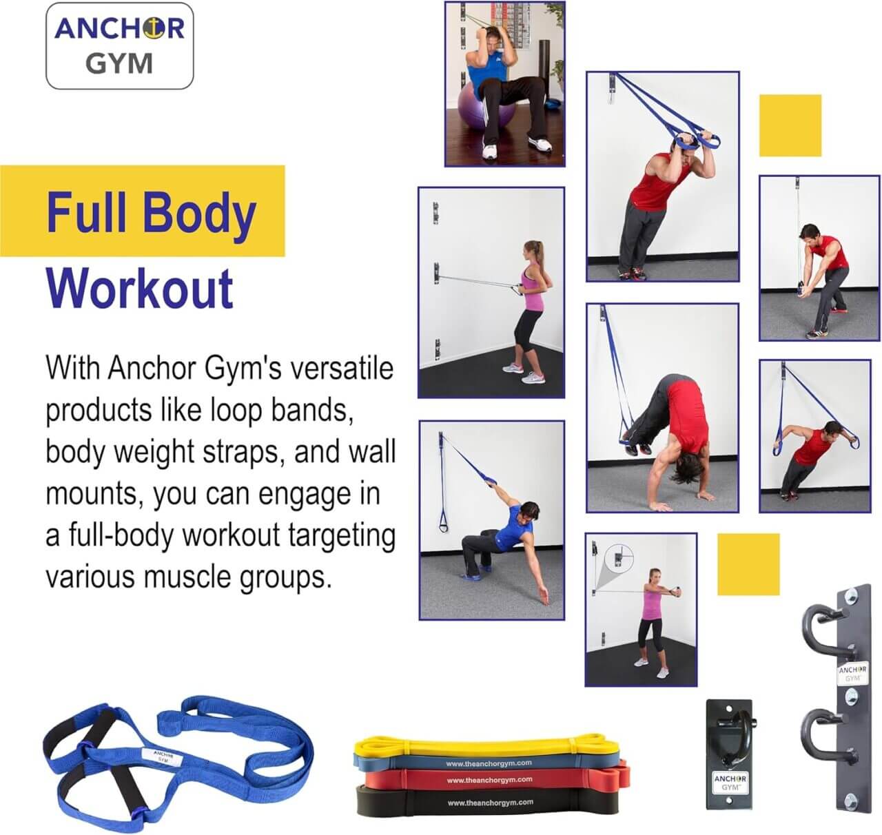 Anchor Gym H2 Mounted Anchor Single Unit with Two Hooks, Wall, Ceiling Mounted Hook Exercise Station for Bodyweight Straps, Resistance Bands, Strength Training, Yoga, Home Gym (Wood Screws Included) - Image 7
