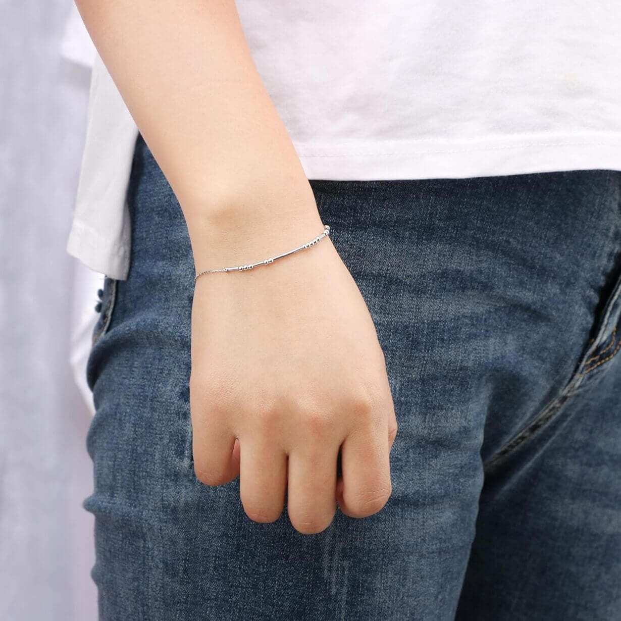 JoycuFF Friendship Morse Code Bracelets Inspirational Gifts For Best Friends Women Mother Daughter Aunt Sister Mothers Day Birthday Valentine'S Day Christmas Stianless Steel Jewelry - Image 3