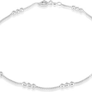 Savlano 925 Sterling Silver 9, 10 Inches Chain Anklet for Women Comes With a Gift Box