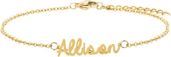 JoycuFF Allison 18K Gold Filled Name Anklet Personalized Chain Jewelry Cute Unique Dainty Delicate Anklets Unique Gifts for Her Birthday Mother's Day Wife Graduation