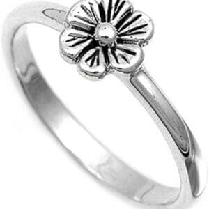 Sterling Silver Women's Simple Flower Ring Unique 925 Band 8mm New Sizes 4-12