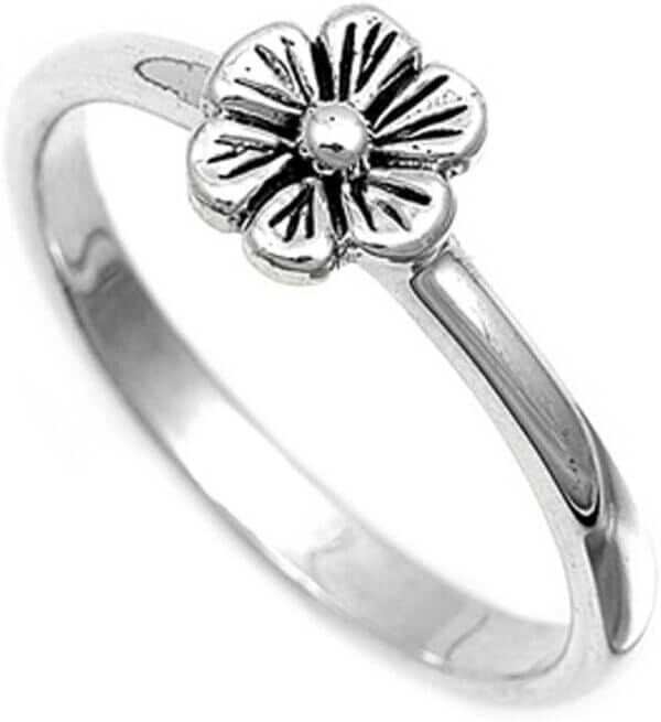 Sterling Silver Women's Simple Flower Ring Unique 925 Band 8mm New Sizes 4-12