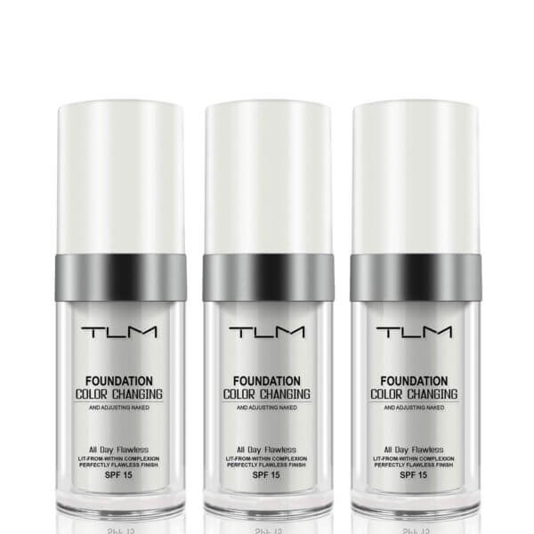 3PCS TLM Concealer Cover Cream, Flawless Colour Changing Warm Skin Tone Foundation Makeup, Base Nude Face Liquid Cover Concealer