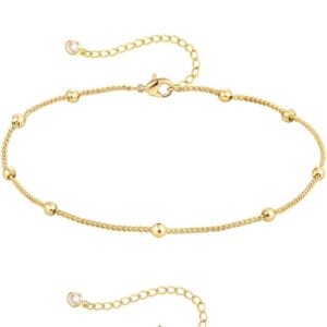 Anklet Bracelets for Women 14K Gold Jewelry Set Waterproof Layered Tennis Satellite Link Chain Anklets Set Gold Anklets Adjustable Size 3pc