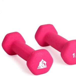 LIONSCOOL Set of 2 Neoprene Coated Dumbbell Hand Weights, Anti-Slip and Anti-Roll Hex Dumbbells in Pair for Strength Training, Resistance Training