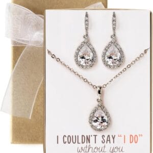 A+O Wedding Bridesmaids Gift Drop Dangle Earrings or Jewelry set in Silver, Yellow Gold, Rose Gold