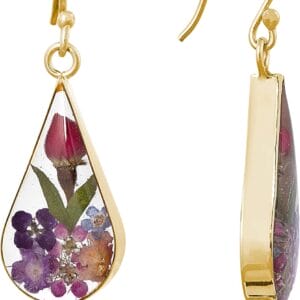 Amazon Essentials Sterling Silver Pressed Flower Teardrop Earrings (previously Amazon Collection)