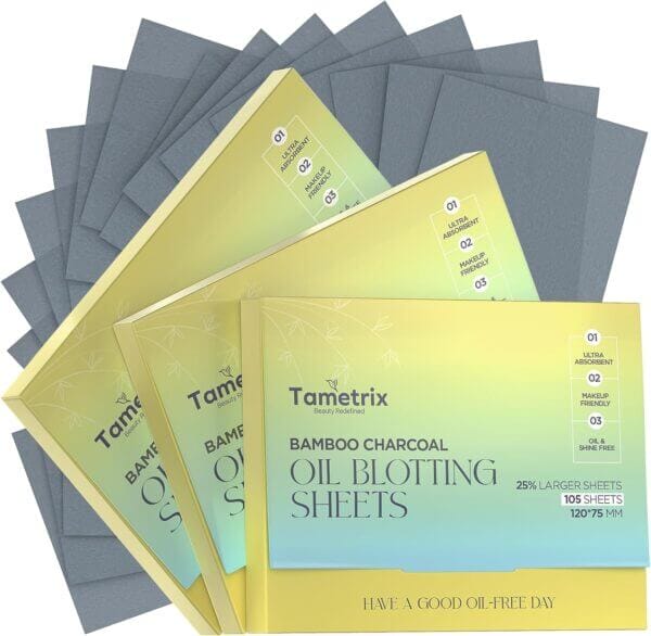 Natural Oil Blotting Sheets for Face - 3 Pack 315 Sheets, Blotting Papers for Face, Oil Absorbing Sheets for Face, Skincare & Makeup, A Must Have for Beauty and Facial Care