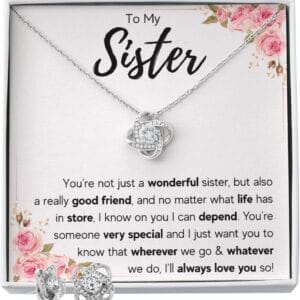 FG Family Gift Mall Sisters Gifts From Sister Necklaces For 2 Big Sister and Little Sister Happy Birthday Present For Women Jewelry Best Sister with Message Card and Gift Box