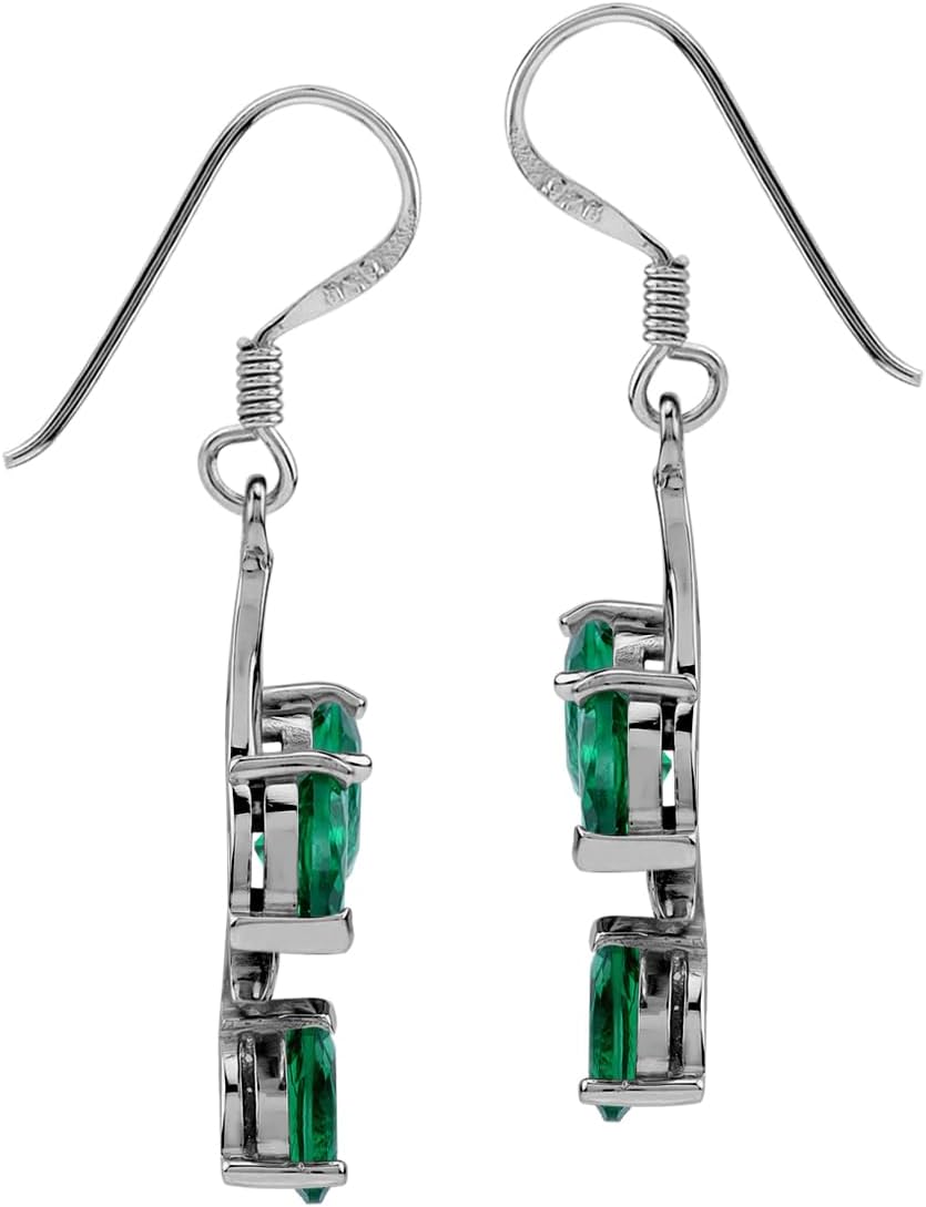 Silvershake Pear Shape Gemstones 925 Sterling Silver Leaf Leverback Drop Dangle Earrings Jewelry for Women Anniversary Birthday Gift - Image 3