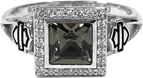 Harley-Davidson Women's Ring, Black Ice Crystal Outline Bling Ring HDR0362