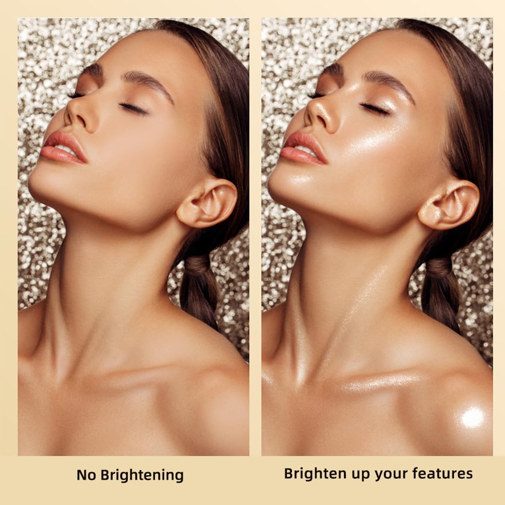 ELESSY Highlighter Makeup Palette Face Highlighter Palette Glitter Illuminator Highlighter Palette Shimmer Highlighter Powder Kit Highlight Makeup Palette -SUN GLOW - Image 5