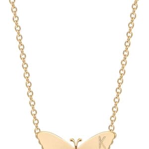 MEVECCO Gold Dainty Initial Necklace 18K Gold Plated Butterfly Pendant Name Necklaces Delicate Everyday Necklace for Women Minimalist Personalized Jewelry