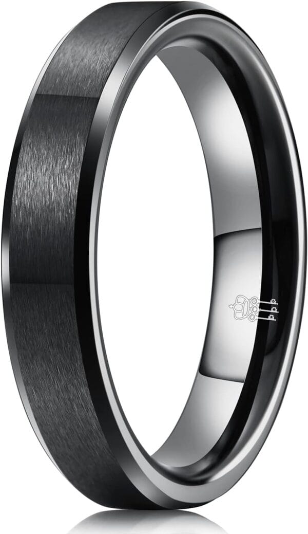 THREE KEYS JEWELRY Men Wedding Bands 8mm Tungsten Brushed Viking Carbide Rings Basic Black Silver Rings Comfort Fit