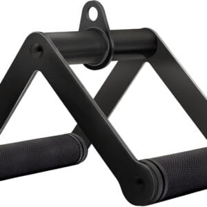 Double D Row Handle Cable Attachment for Weight Workout, Steel with Non-Slip Rubber Grip (Black)