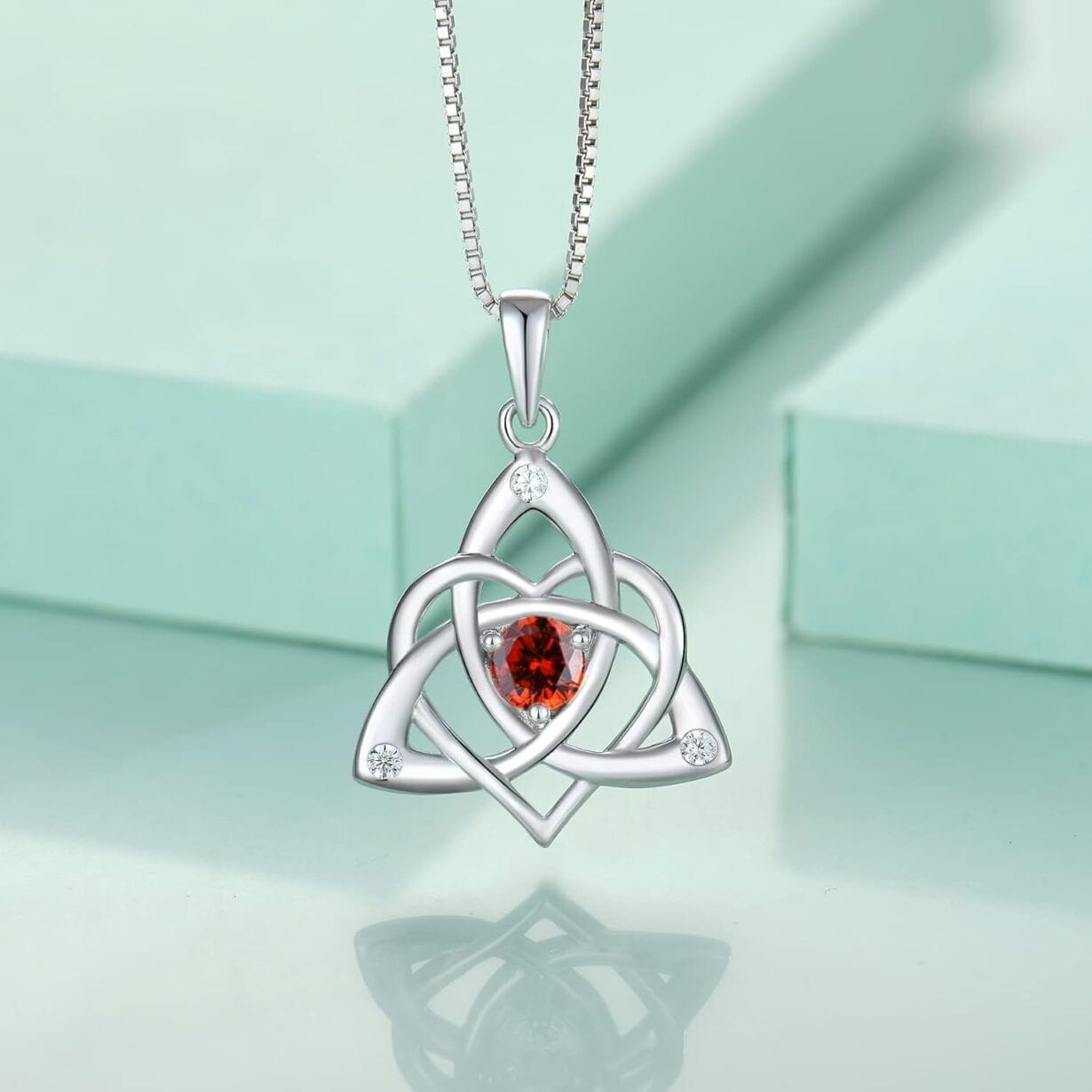 STARCHENIE Celtic Knot Necklace for Women 925 Sterling Silver Trinity Love Knot Pendant Birthstones Jewelry - Image 4
