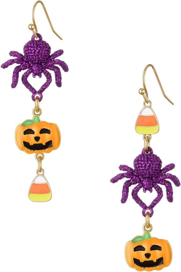 Halloween Earrings for Women Witch Hat Pumpkin Ghost Maple Skull Spider Earrings Holiday Festive Jewelry Present