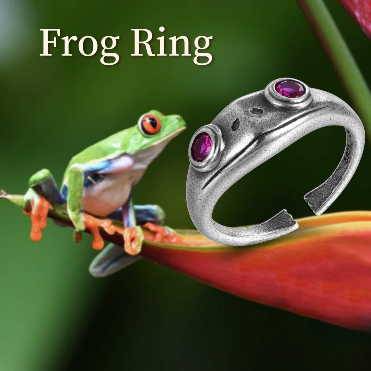 POPKIMI Sterling Silver Frog Rings for Women Vintage Cute Animal Finger Ring Silver Fashion Party Jewelry Gifts for Women - Image 4