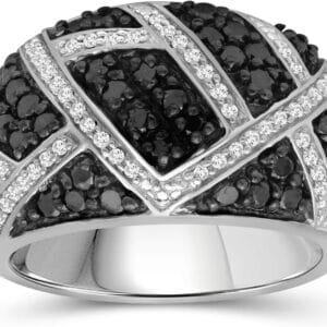 JEWELEXCESS Sterling Silver 1 Carat Black & White Diamond Ring for Women | Diamonds for Everyday Womens Wear