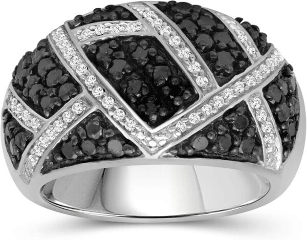JEWELEXCESS Sterling Silver 1 Carat Black & White Diamond Ring for Women | Diamonds for Everyday Womens Wear