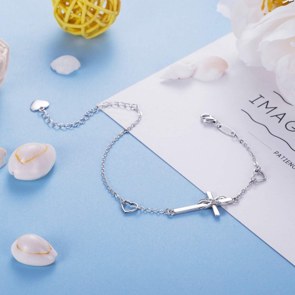 AmorAime 925 Sterling Silver Cross Bracelet for Women Faith Bracelet 14K Gold Plated Bracelet Christian Believe Faith Bracelet CZ Adjustable Jewelry for Festival, Vacation or Holiday - Image 3