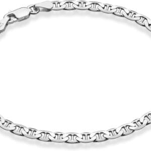 Miabella 925 Sterling Silver Italian 3mm, 4mm Solid Diamond-Cut Mariner Link Chain Anklet Ankle Bracelet for Women, Made in Italy