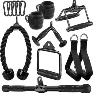 Solid Steel Cable Machine Accessories for Home Gym, Triceps Pull Down Attachment, Cable Attachments for Gym, LAT Pull Down Attachment Weight Fitness