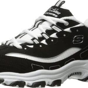 Skechers Women's D'Lites-Me Time Sneaker, Black/White, 7.5 W US