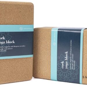 SNAKUGA Cork Yoga Block 2 Pack for Pilates, 4'' or 3'' Non-Slip & High Density Blocks for Meditation, Fitness and Stretching, Supportive and Flexibility Brick for Improve Poses Balance