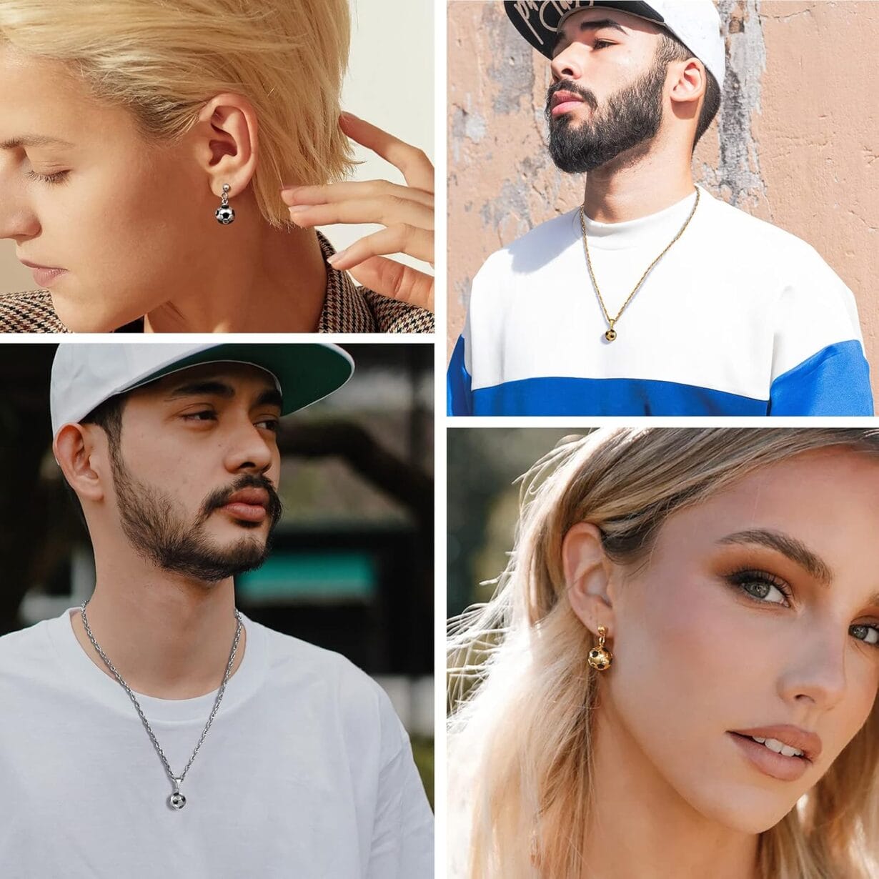 PROSTEEL Soccer Ball Football Charm Pendant Necklace Drop Earrings Set Stainless Steel 18K Plated Sport Women 3D Jewelry Set - Image 3