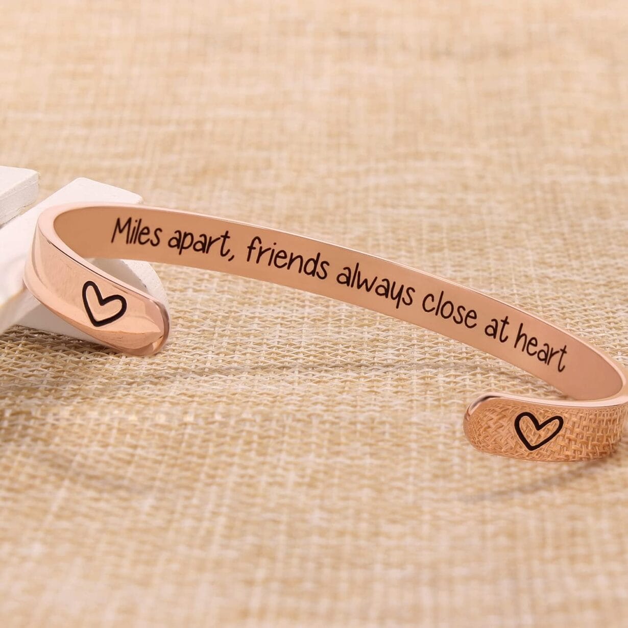 Gold Bracelets for Women Gifts Valentines Day Gifts for Her Uplifting Cuff Bangle Inspirational Mantra Engraved Rose Gold Jewelry - Image 3