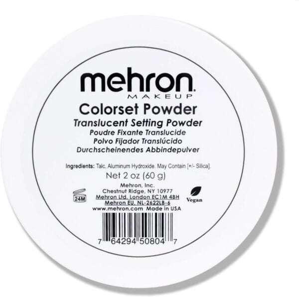 Mehron Makeup Colorset Powder | Translucent Powder Setting Powder | Face Powder For Special Effects, Halloween, & Film 2 oz (60 g)