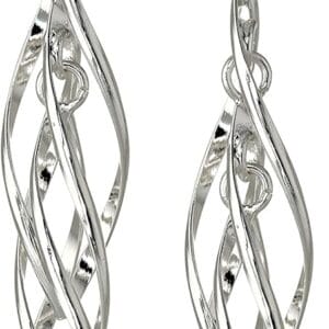 Amazon Essentials Sterling Silver Linear Swirl French Wire Earrings (previously Amazon Collection)