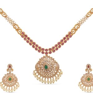 TARINIKA Antique Gold Plated Riya Short Necklace Set with Floral Design - Indian Jewelry Sets for Women | Perfect for Ethnic Occasions | Traditional South Indian Necklace | 1 Year Warranty