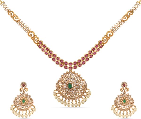 TARINIKA Antique Gold Plated Riya Short Necklace Set with Floral Design - Indian Jewelry Sets for Women | Perfect for Ethnic Occasions | Traditional South Indian Necklace | 1 Year Warranty