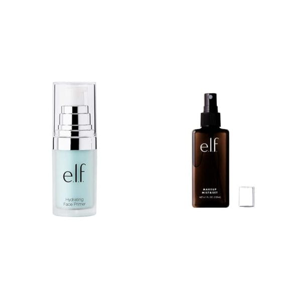 e.l.f., Hydrating Face Primer, Lightweight, Long Lasting, Creamy, Hydrates, Smooths, Fills in Pores and e.l.f. Makeup Mist & Set - Large Lightweight, Long Lasting, All-Day Wear Revitalizes, Refreshes