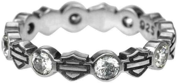 Harley-Davidson Women's Ring, Stacking Bar & Shield Rhinestone Ring HDR0170